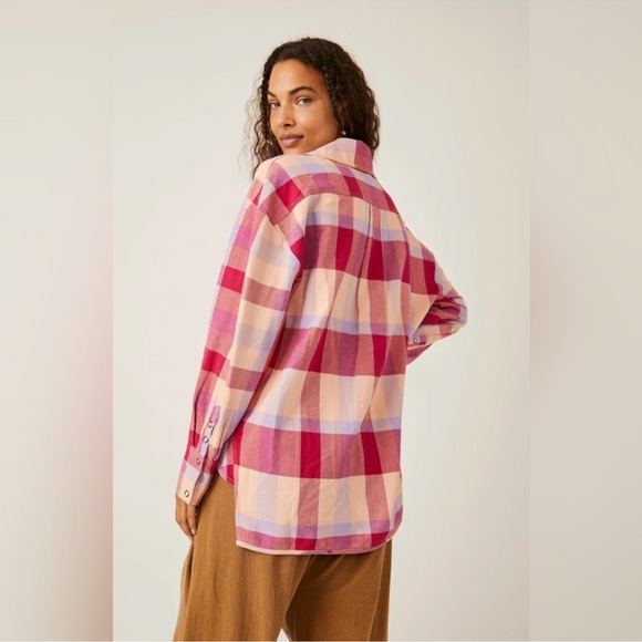 Free People We The Free Izzie Plaid Flannel Cargo Shirt Jacket Shacket Small - Picture 3 of 6